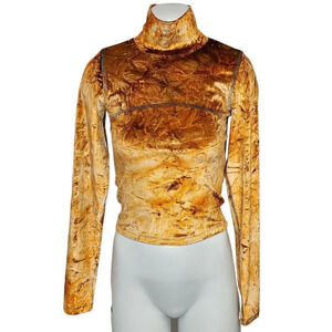 Aritzia Wilfred Free Moon Long  Sleeve Top Orange Tie Dye Velvet Size S